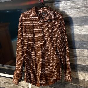 Express Men's Geometric Brown Shirt